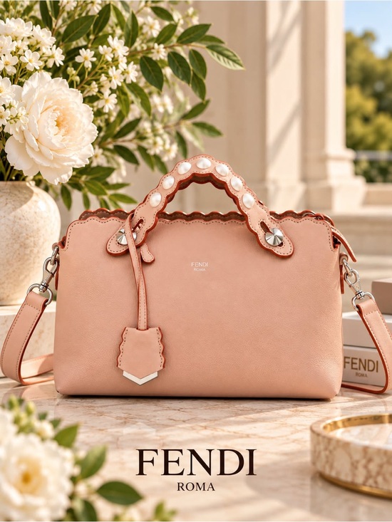 Fendi Handbags - 🌸Authentic FENDI By The Way Pink Leather Studded Scalloped Shoulder Crossbody🌸